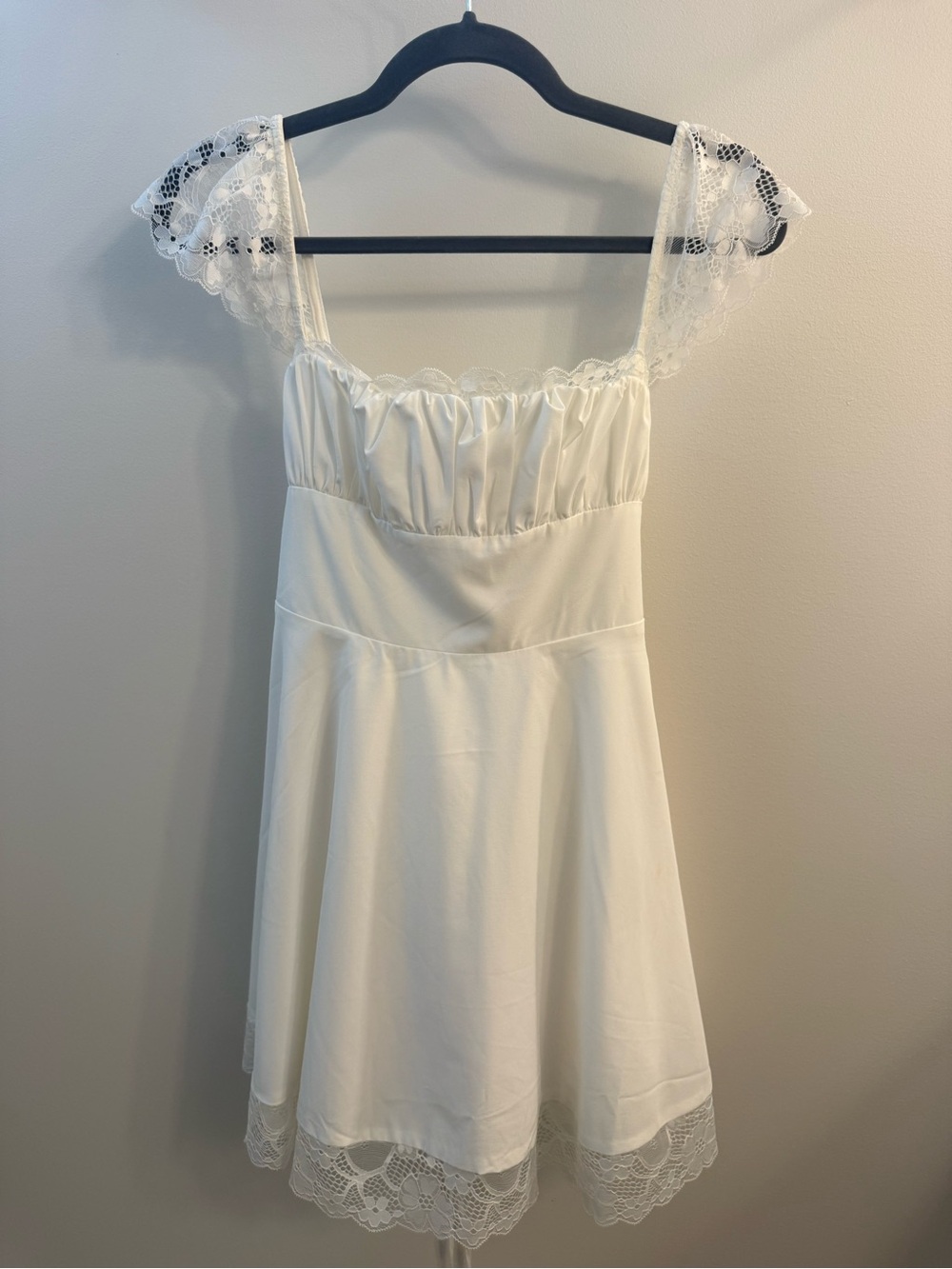 White Lace-Trim Dress